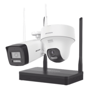 HIKVISION NKS422W02H – Kit de Videovigilancia IP Inalámbrico / NVS 4 Canales / 2 Cámaras Wi-Fi 2 Megapixel / Dual Light 30 m (98.4 ft) / Audio Bidireccional / Lente 2.8 mm / 97° HFOV