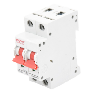 EPCOM POWERLINE FPV63 – Protección Térmica/ Interruptor 2P, 16A,  Corriente Directa  800 Vcc para Aplicación Fotovoltaica Montaje Riel DIN