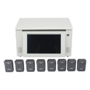 EPCOM XMRA8R3KIT – Kit Estación de Descarga para Bodycam / 8 Unidades / Pantalla Táctil 12 Pulgadas / Almacenamiento 36 TB / Ethernet FTP / 4G / 4K UHD