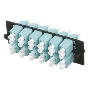 PANDUIT FAP12WAQDLCZ – Placa Acopladora de Fibra Óptica / 12 LC Duplex / 24 Fibras OM3/OM4 / Color Aqua / Montaje 1RU/2RU/4RU/Zero RU