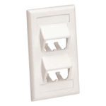 PANDUIT CFPSL4IWY – Placa de Pared Vertical / 4 Puertos Mini-Com Inclinados / Con Espacios para Etiquetas / Blanco Mate