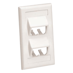 PANDUIT CFPSL4IWY – Placa de Pared Vertical / 4 Puertos Mini-Com Inclinados / Con Espacios para Etiquetas / Blanco Mate