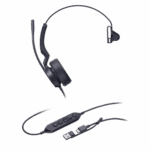 YEALINK UH44-MONO-TEAMS-USB-C/A – Auriculares Mono USB / Cancelación de Ruido AI Dual-Mic / Altavoz 35 mm / USB-C con Adaptador A / Indicador de Ocupado / Microsoft Teams