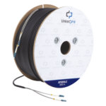 LINKEDPRO BY EPCOM EF-300-LC – Carrete de Fibra Óptica / Monomodo 9/125 / LC-LC Dúplex / 300 m (984.25 pies) / Tight Buffer / Kevlar / Subterránea