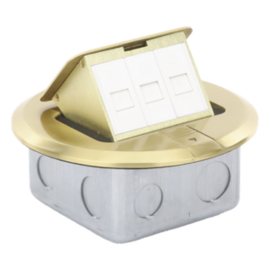THORSMAN TH-MCPD-B – Mini Caja de Piso Redonda / Bronce / 3 Puertos / 0.829 kg / Voz y Datos / Keystone