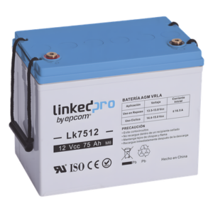LINKEDPRO BY EPCOM LK7512 – Batería de Respaldo AGM-VRLA / 12 V / 75 Ah / Terminales T3 / UL Certificada / Libre de Mantenimiento
