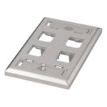 PANDUIT CFPL4SY – Placa de Pared Vertical / Acero Inoxidable Grado 304 / 4 Puertos Mini-Com / 69.8 x 114.3 mm / 2.75 x 4.5 pulg.