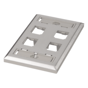 PANDUIT CFPL4SY – Placa de Pared Vertical / Acero Inoxidable Grado 304 / 4 Puertos Mini-Com / 69.8 x 114.3 mm / 2.75 x 4.5 pulg.