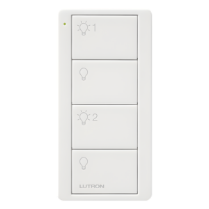 LUTRON ELECTRONICS PJ24BGWHL21 – Control inalámbrico Pico / 4 botones: encendido y apagado de 2 grupos / RF Clear Connect 431-437 MHz / alcance 9 m / batería CR2032 10 años / Caseta, RadioRA