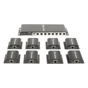 EPCOM TITANIUM TT718PRO – Kit Divisor y Extensor HDMI (Extender Splitter) / Divide 1 Fuente HDMI a 8 Pantallas / Extiende la señal HDMI hasta 40 m / Resolución 1080P @ 60 Hz / Cat 6/6a/7 / Uso 24/7 / Salida Loop en el Tx / IR / Alimente solo el Tx (PoC).