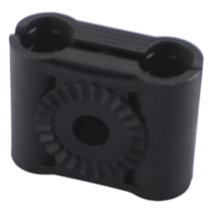 SYSCOM TOWERS CB-38 – Sujetador Plástico para Cable Coaxial / Doble Canal / 3/8" (9.5 mm) a 11 mm / Varilla Roscada 3/8" o M10 / Paquete de 10