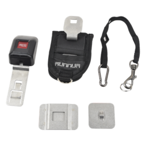 SYSCOM RNL-TBC-UK – Soporte de Seguridad en Cinturón para Tablets / Acceso <1 Segundo / Adhesivo VHB 90 lbs/pulg² / Hebilla Bloqueable / Cable de Seguridad Incluido