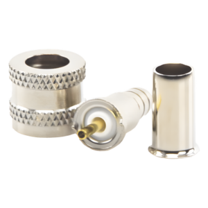 RF INDUSTRIES,LTD RFU-600-1 – Conector Mini UHF Macho / 50 Ohm / Anillo Plegable / RG-58/U, RG-142/U / Níquel, Oro, Delrin