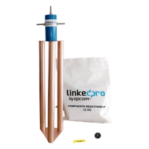 LINKEDPRO BY EPCOM LP-GROUND-200A – Electrodo Puesta a Tierra / Cobre Electrolítico / Diseño Delta / Filtro Equipotencial / Compuesto Mineral 12 kg / 200A / Exterior