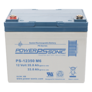 POWER SONIC PS-12350-M6 – Batería de Respaldo AGM/VRLA / 12V 35Ah / Terminales M6 / Vida Útil 5 Años / Certificación UL