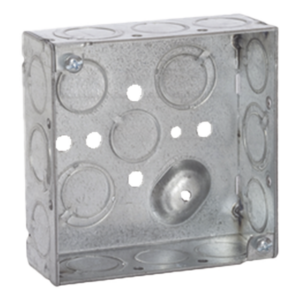 RACO HUB189 – Caja Cuadrada Eléctrica / Acero Galvanizado / 21 in³ / 10 Entradas 1/2" y 6 TKO 1/2"-3/4" / Montaje Muro Resistente al Fuego 2 Horas