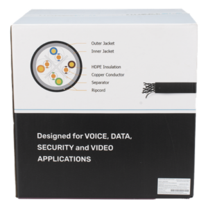 LINKEDPRO BY EPCOM PRO-CAT-6-EXT-LITE-DJ – Bobina de Cable UTP / Cat6 / 305m (1000 pies) / Doble Forro / Exterior / Climas Extremos / Negro