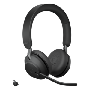 JABRA EVOLVE2-65-STEREO-MSBK-C – Auricular Estéreo Inalámbrico / 37 Horas Autonomía / Cancelación Activa de Ruido / Busylight Omnidireccional / Dongle USB-C / 3 Micrófonos MEMS