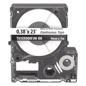 PANDUIT T038X000FJM-BK – Casete de Etiquetas de Poliolefina / Cinta Continua / Negro Sobre Blanco / 9 mm x 7 m (22.97 pies) / Interior-Exterior