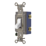 HUBBELL HUB-HBL-1201-W – Interruptor de Palanca Industrial / 15 A / 120-277 V CA / Unipolar / Extra Pesado / Terminales Lateral y Posterior