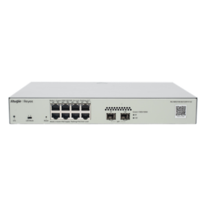 RUIJIE RG-NBS3100-8GT2SFP-P-V2 – Switch Administrable PoE+ / 8 Puertos Gigabit / 2 SFP 1Gb / Capacidad 20 Gbps / Sin Ventilador / 125W PoE
