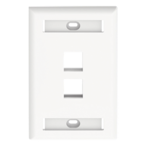 PANDUIT NK2FWHY – Placa de Pared Vertical / 2 Puertos Keystone / 69.8 x 114.3 mm / 2.75 x 4.5 pulg. / Con Espacios para Etiquetas / Color Blanco