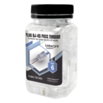 LINKEDPRO BY EPCOM TC6-PASS – Bote de Plugs Pass Through RJ45 Cat6 / 100 Piezas / Sin Blindaje / Chapado Oro 30 Micras / Diseño Monopieza