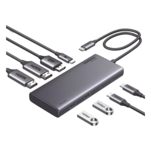 UGREEN 35625 – Docking Station USB-C 8 en 1 / 2 HDMI 4K@60Hz / DisplayPort 4K@60Hz / 4 Puertos USB 10Gbps / PD 100W / Aluminio