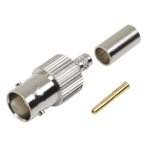 RF INDUSTRIES,LTD RFB-1123-1 – Conector BNC Hembra / Anillo Plegable / Bronce Niquelado / Contacto Oro / Teflón / LP-195, LP-142, RG-58/U, RG-142/U