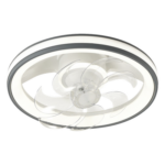 JWJ JLV-013 – Ventilador de Techo con Luminario LED / 110 V CA 50/60 Hz / 88 W / 4500 Lm / 3 Temperaturas de Color 2700-4000-6500 K / 6 Velocidades / 500 mm (1.64 ft) / Dimeable / Blanco y Gris