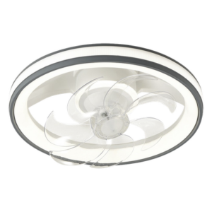 JWJ JLV-013 – Ventilador de Techo con Luminario LED / 110 V CA 50/60 Hz / 88 W / 4500 Lm / 3 Temperaturas de Color 2700-4000-6500 K / 6 Velocidades / 500 mm (1.64 ft) / Dimeable / Blanco y Gris