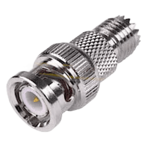 RF INDUSTRIES,LTD RFU-627 – Adaptador de Conector RF / Mini-UHF Hembra a BNC Macho / Montaje en Línea / Impedancia 50Ω / Cuerpo Bronce Niquelado / Contacto Oro 24K / Aislante Teflón