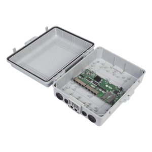 WI-TEK WI-PS310GFR-O – Switch PoE Inverso / 7x PoE In 24V / 1x PoE Out 24V 1A / 2x SFP / IP67 / 20 Gbps / 10.8x9.5x5.1 in