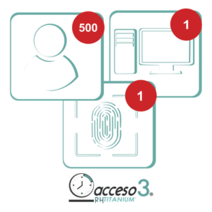 ACCESSPRO TITANIUMCERO – Licencia Software Tiempo y Asistencia / 500 Empleados / 1 Reloj Checador / 1 PC / Integración Nómina / Vigencia Vitalicia