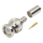 RF INDUSTRIES,LTD RFB-1107-1X – Conector BNC Macho / Anillo Plegable / RG-8/X / LMR-240 / Belden 9258 / Cuerpo Bronce Niquelado