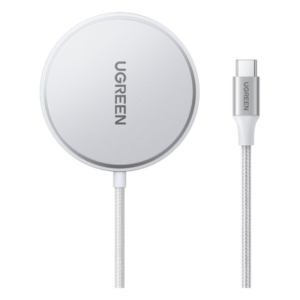 UGREEN 35565 – Cargador Inalámbrico Magnético / 15W / Qi 2 Certificado / USB-C 9V 2.2A / Eficiencia 83% / Cable 1.5 m (4.9 ft) / Material PC+ABS+Aluminio