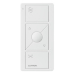 LUTRON ELECTRONICS PJ23BRLGWHF01 – Control Inalámbrico para Ventilador de Techo / 3 Botones / Alcance 9 m (29.5 ft) / RF 431-437 MHz / Batería 10 Años / Interior 0 a 60 °C