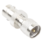 RF INDUSTRIES,LTD RFU-622 – Adaptador de Conector / Mini UHF Macho a BNC Hembra / Montaje en Línea / Cuerpo Bronce Niquelado / Contacto Oro / Aislante Teflón