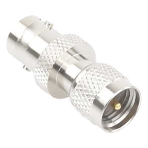 RF INDUSTRIES,LTD RFU-622 – Adaptador de Conector / Mini UHF Macho a BNC Hembra / Montaje en Línea / Cuerpo Bronce Niquelado / Contacto Oro / Aislante Teflón