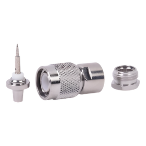 RF INDUSTRIES,LTD RFT-1204 – Conector RF TNC Macho / Rosca / Cable RG-58/U Grupo C / Cuerpo Bronce Niquelado / Contacto Plateado / Aislante Delrin