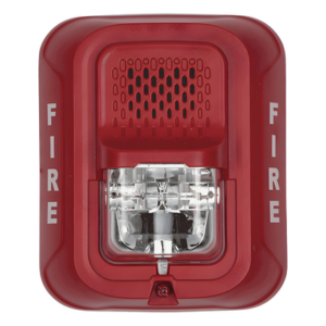 SYSTEM SENSOR P2R-L – Sirena con estroboscopio / 2 hilos / 12-24 Vcd / candela 15 a 185 seleccionable / rojo con leyenda FIRE / Serie L