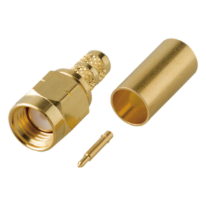 RF INDUSTRIES,LTD RT-3000-1C – Conector SMA Macho / Rosca Izquierda / Anillo Plegable / RG-58/U / Cuerpo Oro / Teflón
