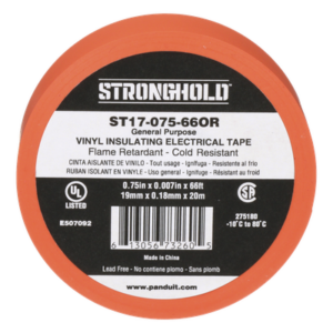 PANDUIT ST17-075-66OR – Cinta Aislante Eléctrica / PVC Uso General / 600V / 20.12 m (66 ft) / Naranja / UL 510 Ignífuga / Interior-Exterior