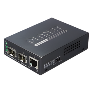 PLANET GT-1205A – Convertidor de Medios / Puerto 10/100/1000Base-T / Doble Ranura SFP / Hasta 120 km / 2.8 W