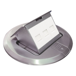 THORSMAN TH-MCPD-A – Mini Caja de Piso Redonda / Acero Inoxidable / 3 Puertos Keystone / Cat5e-Cat6 / 0.829 kg