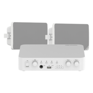 HIKVISION DS-QAEKIT/ST – Kit Amplificador / 80W / 2 Zonas / Bluetooth USB RCA Micrófono / 100V 70V / 2 Altavoces