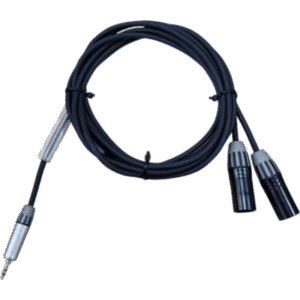 COSMICONN CMC02020ASTP2MM3B3 – Cable de Audio Profesional / Plug 3.5 mm Estéreo a 2 XLR Macho / 3 m (9.8 ft) / Conectores Chapados en Oro