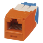 PANDUIT CJ6X88TGOR – Jack RJ45 / Categoría 6A / UTP / 10GBase-T / PoE++ 100W / Tool-Free TG / Naranja