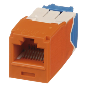 PANDUIT CJ6X88TGOR – Jack RJ45 / Categoría 6A / UTP / 10GBase-T / PoE++ 100W / Tool-Free TG / Naranja