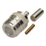 RF INDUSTRIES,LTD RFN-1029-SX – Conector Coaxial N Hembra / Anillo Plegable / Cables LMR-240, RG-8/X, 9258 / Bronce Niquelado / Contacto Oro / Aislante Teflón